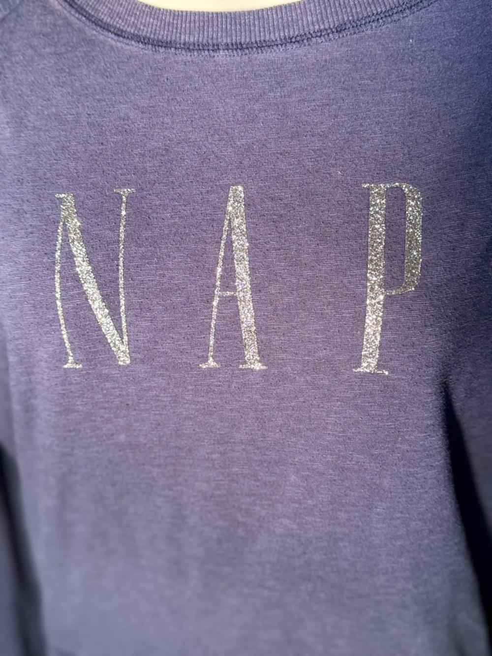 GAP cozy casual lounge fleece sweatshirt navy blue NAP graphic Love by GAP- GUC - Picture 4 of 10